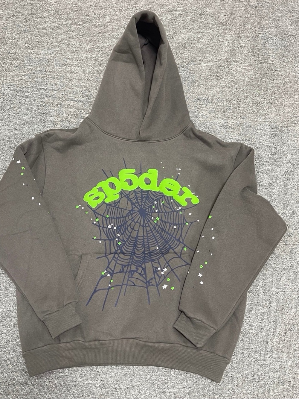 Authentic Sp5der slate grey hoodie spider worldwide grey green